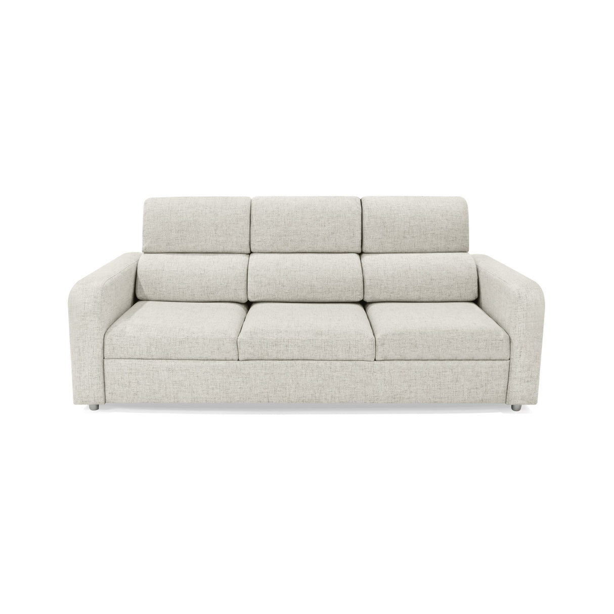 Sofá Bethel Taupe Dicosta y Madera Cromo 207x95cm de Tres Puestos con Apoya Brazos