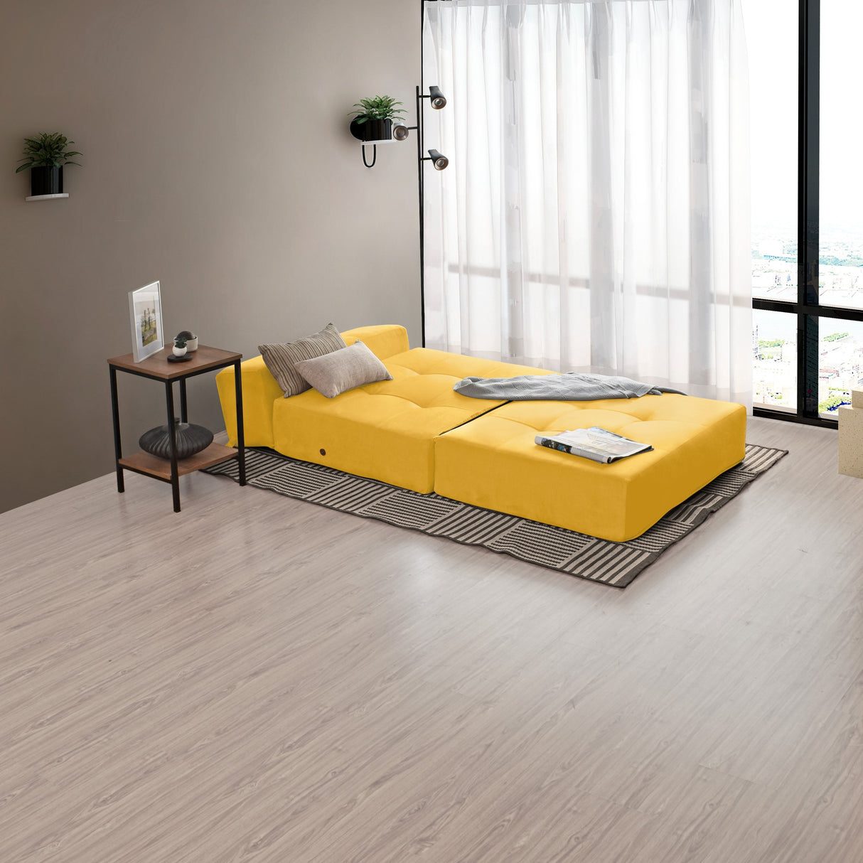 Sofá Cama Bosnia Mostaza Denver 102x78cm de Un Puesto sin Apoya Brazos