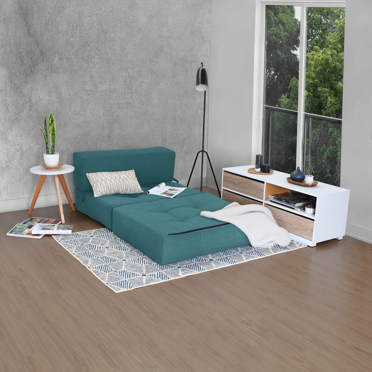 Sofá Cama Bosnia Petróleo Eureka 102x78cm de Un Puesto sin Apoya Brazos