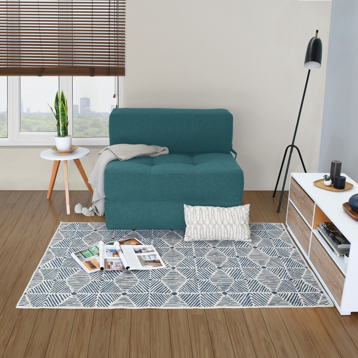 Sofá Cama Bosnia Petróleo Eureka 102x78cm de Un Puesto sin Apoya Brazos