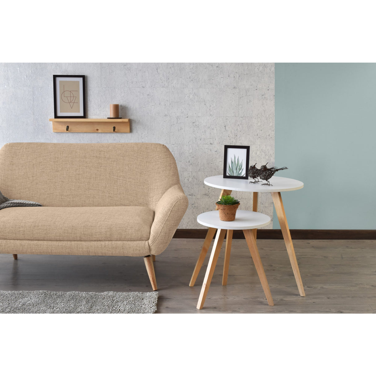 Sofá Cannes Beige Dicosta y Matiz Natural 136x85cm de Dos Puestos sin Apoya Brazos