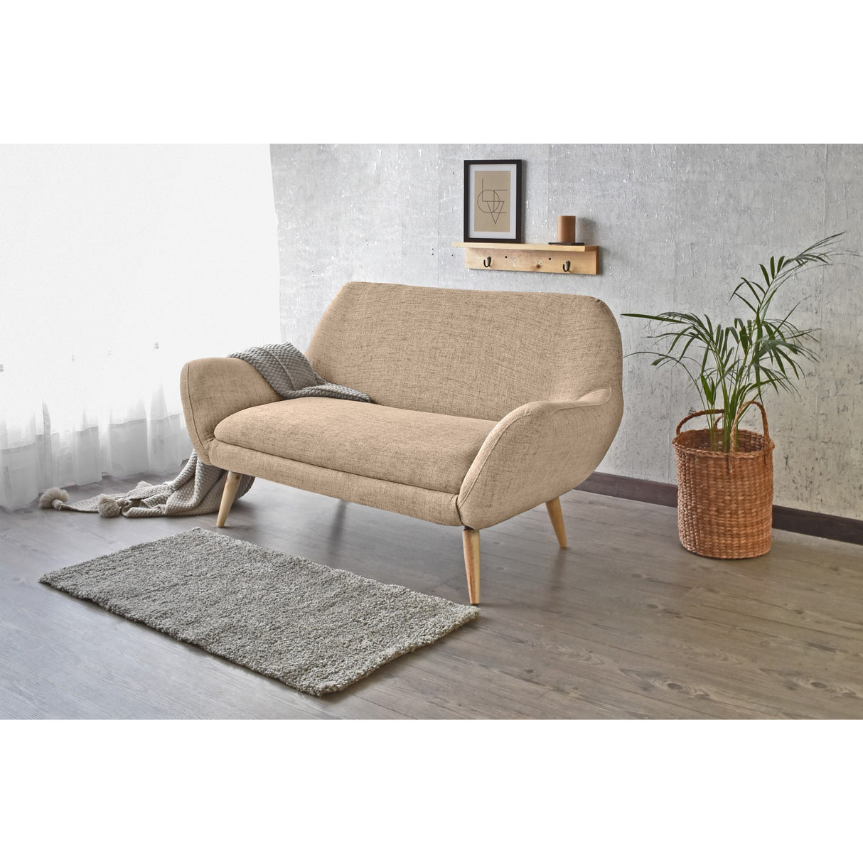 Sofá Cannes Beige Dicosta y Matiz Natural 136x85cm de Dos Puestos sin Apoya Brazos