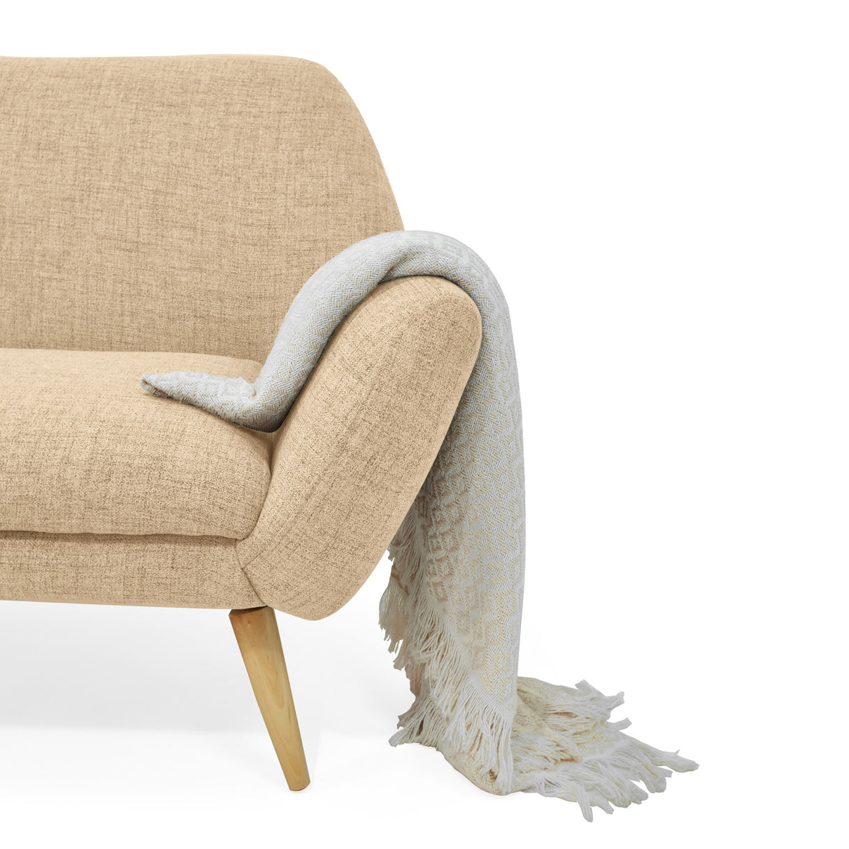 Sofá Cannes Beige Dicosta y Matiz Natural 136x85cm de Dos Puestos sin Apoya Brazos