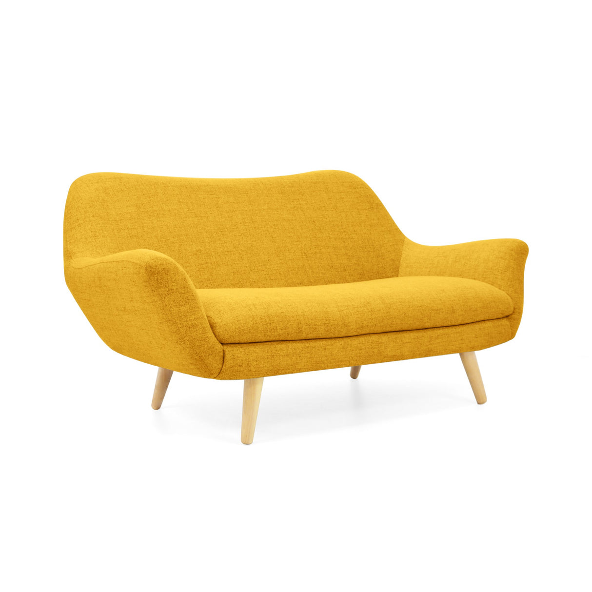 Sofá Cannes Mostaza Dicosta y Matiz Natural 136x85cm de Dos Puestos sin Apoya Brazos