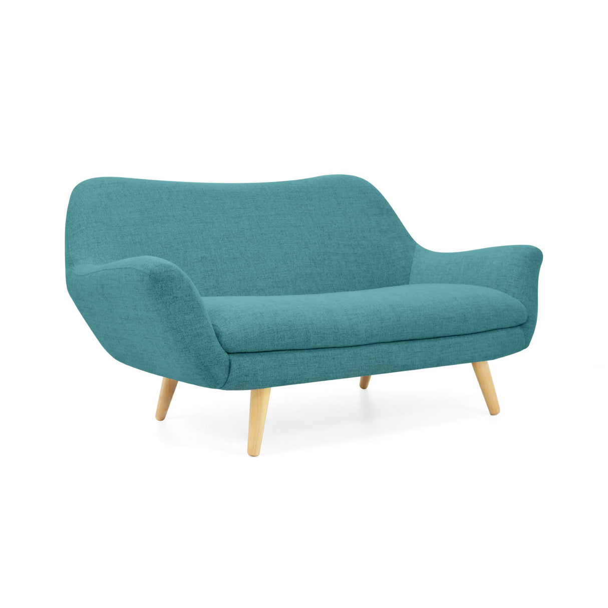 Sofá Cannes Petróleo Eureka y Matiz Natural 136x85cm de Dos Puestos sin Apoya Brazos