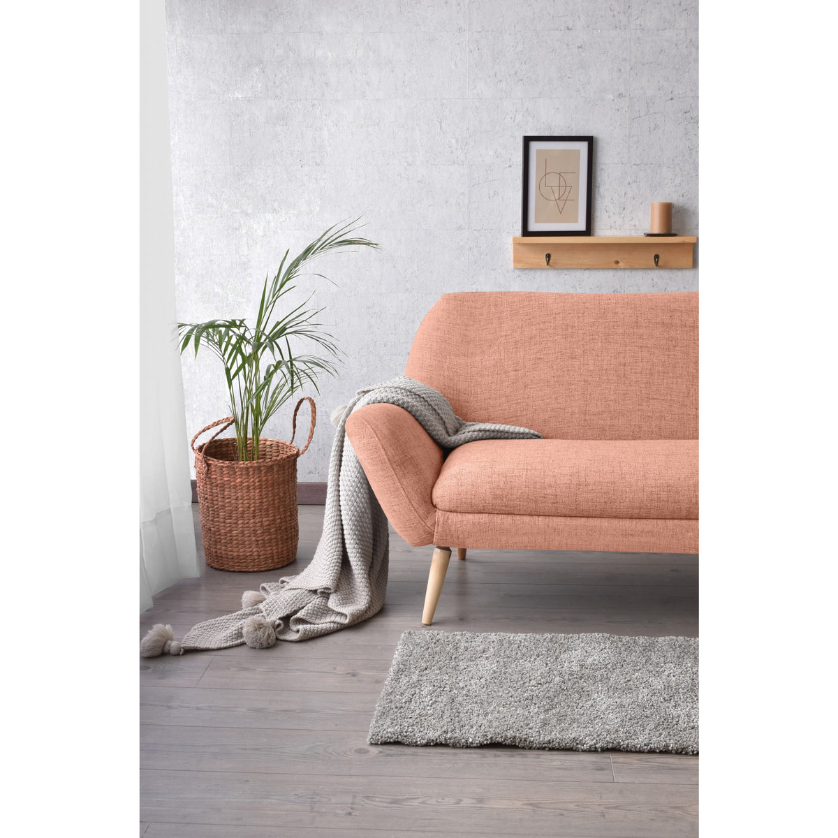Sofá Cannes Salmón Dicosta y Matiz Natural 136x85cm de Dos Puestos con Apoya Brazos