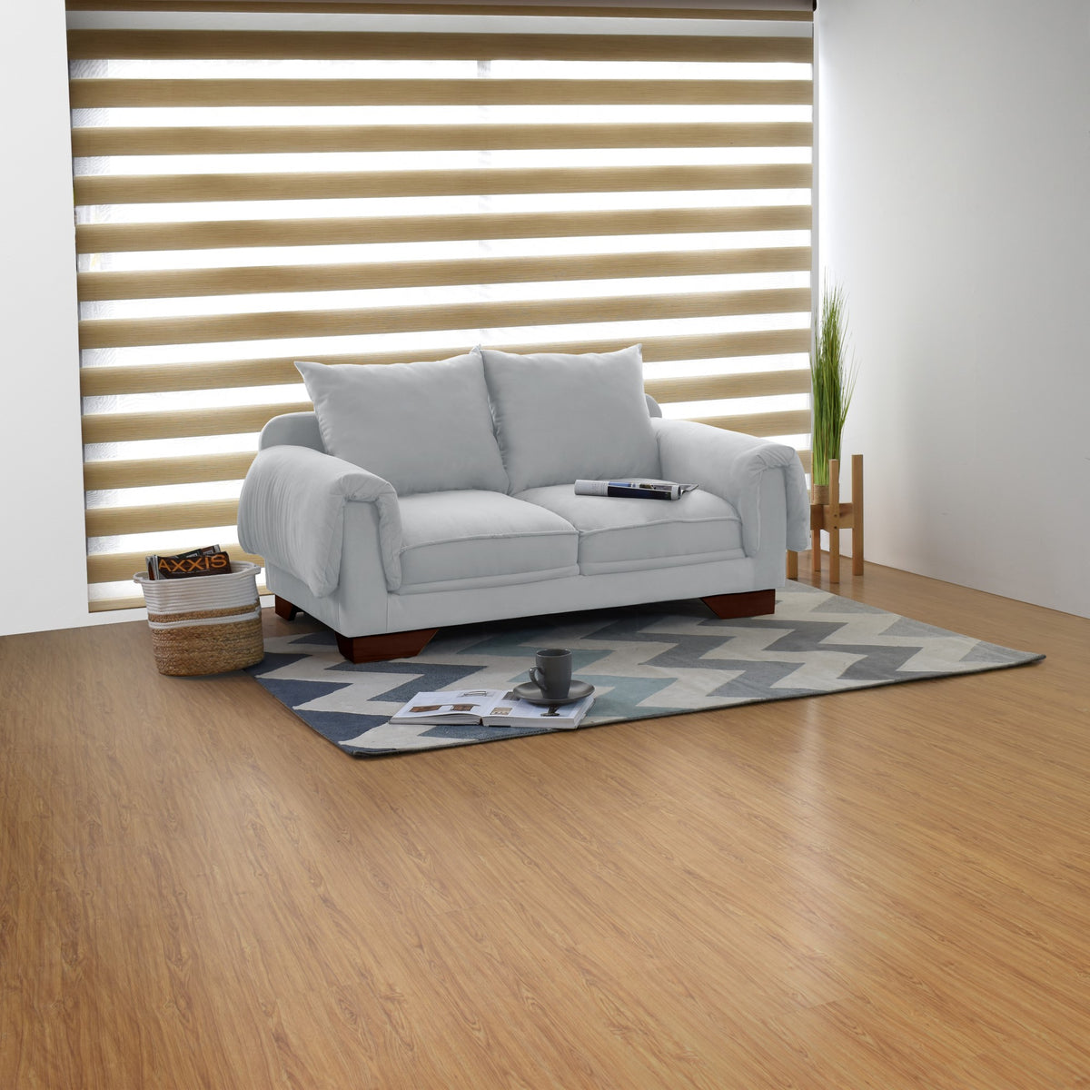 Sofá Daytona Plata Denver y Matiz Caramelo 150x80cm de Dos Puestos con Apoya Brazos