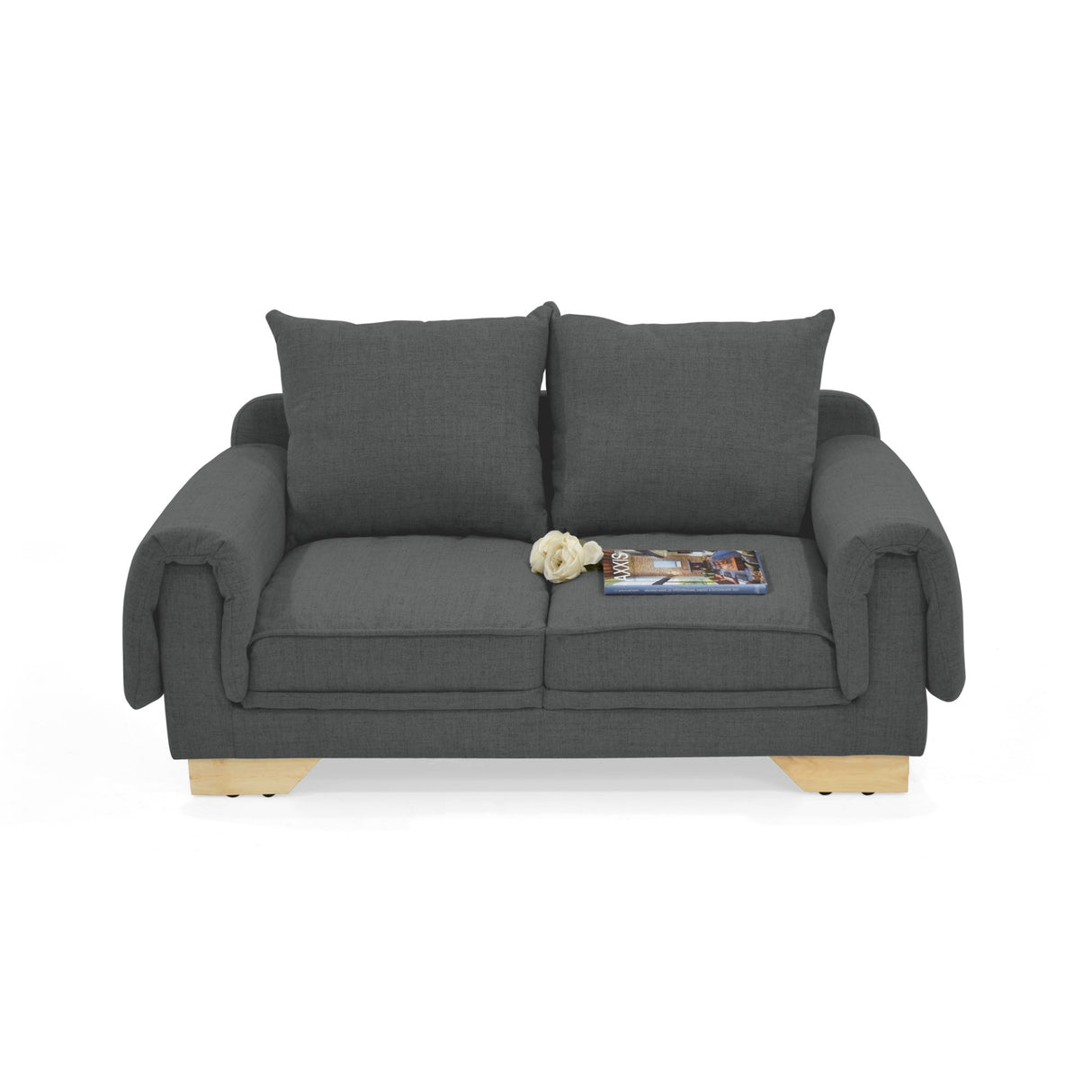Sofá Daytona Gris Dicosta y Matiz Natural 150x80cm de Dos Puestos sin Apoya Brazos