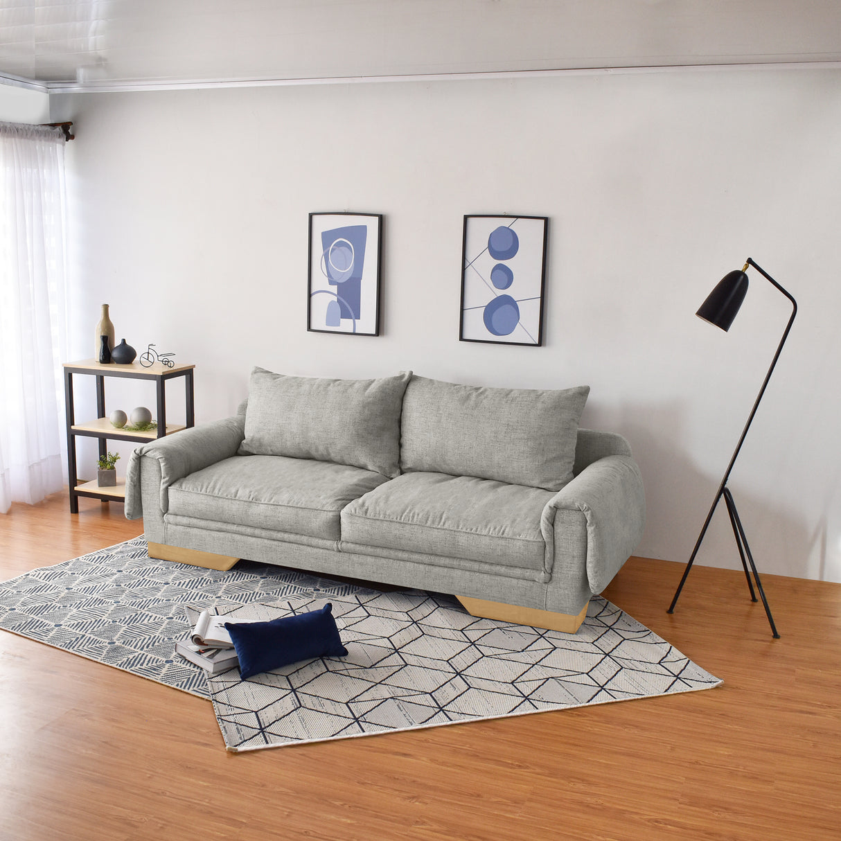 Sofá Daytona Taupe Dicosta y Matiz Natural 218x80cm de Tres Puestos sin Apoya Brazos