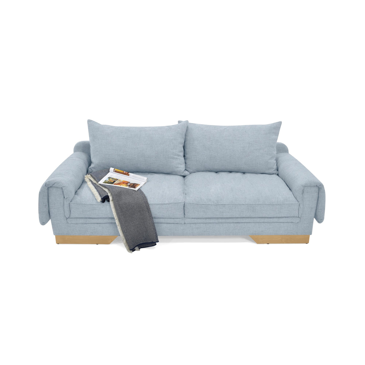 Sofá Daytona Plata Eureka y Matiz Natural 218x80cm de Tres Puestos sin Apoya Brazos