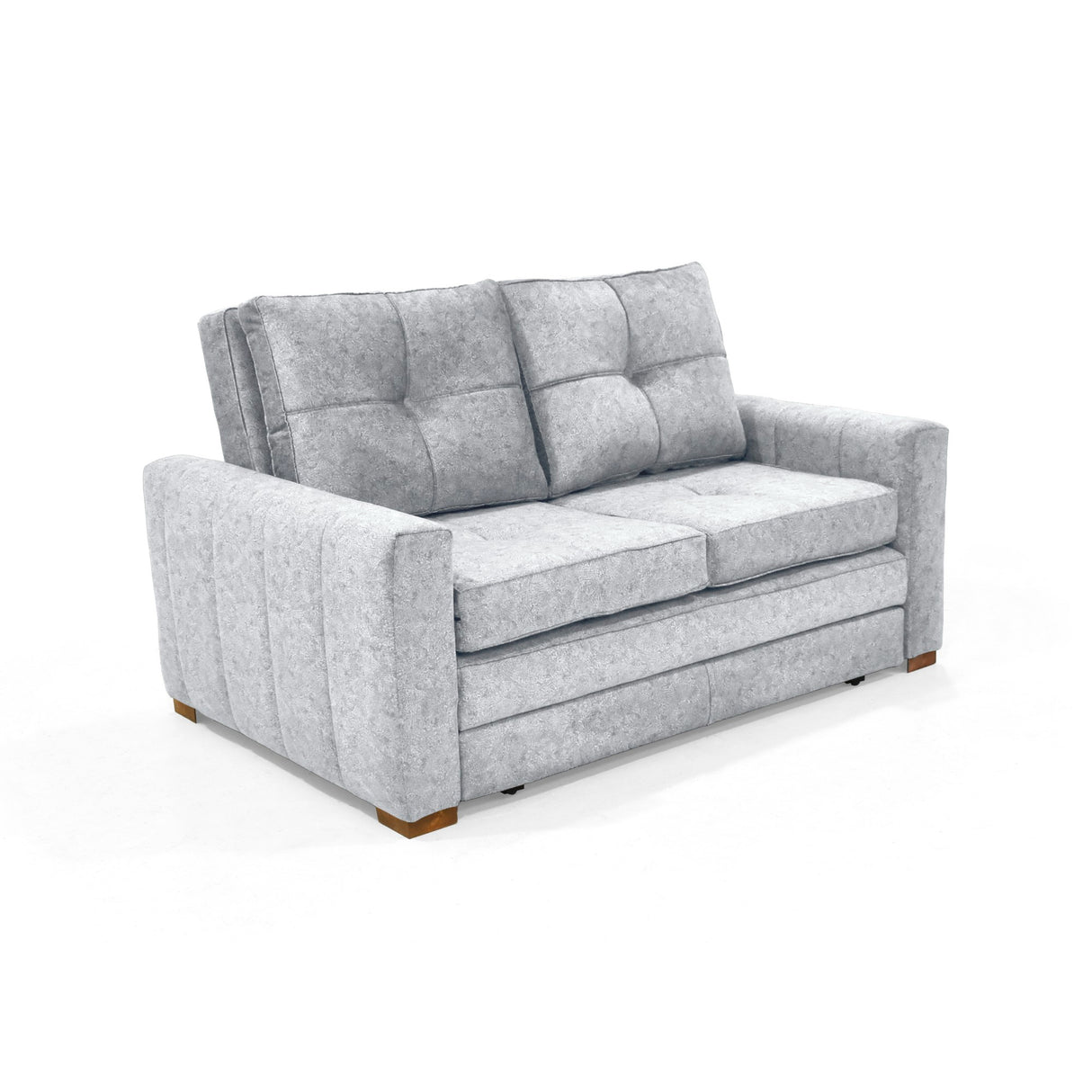 Sofá Cama Doha Plata Sky y Matiz Caoba 150x87cm de Dos Puestos con Apoya Brazos