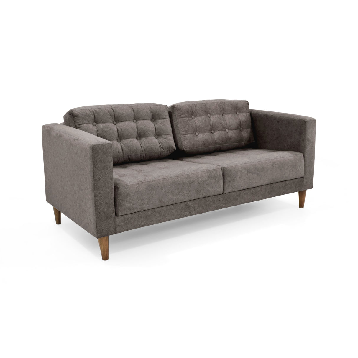 Sofá Donatello Taupe Sky y Matiz Caoba 183x81cm de Tres Puestos sin Apoya Brazos