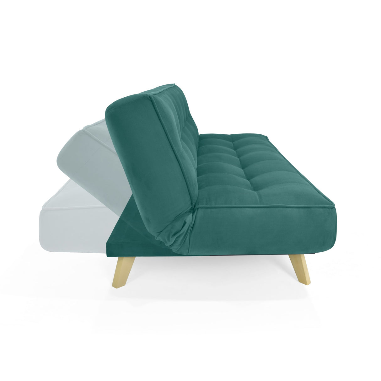 Sofá Cama Gales Petróleo Denver y Matiz Natural 180x84cm de Tres Puestos Reclinable sin Apoya Brazos
