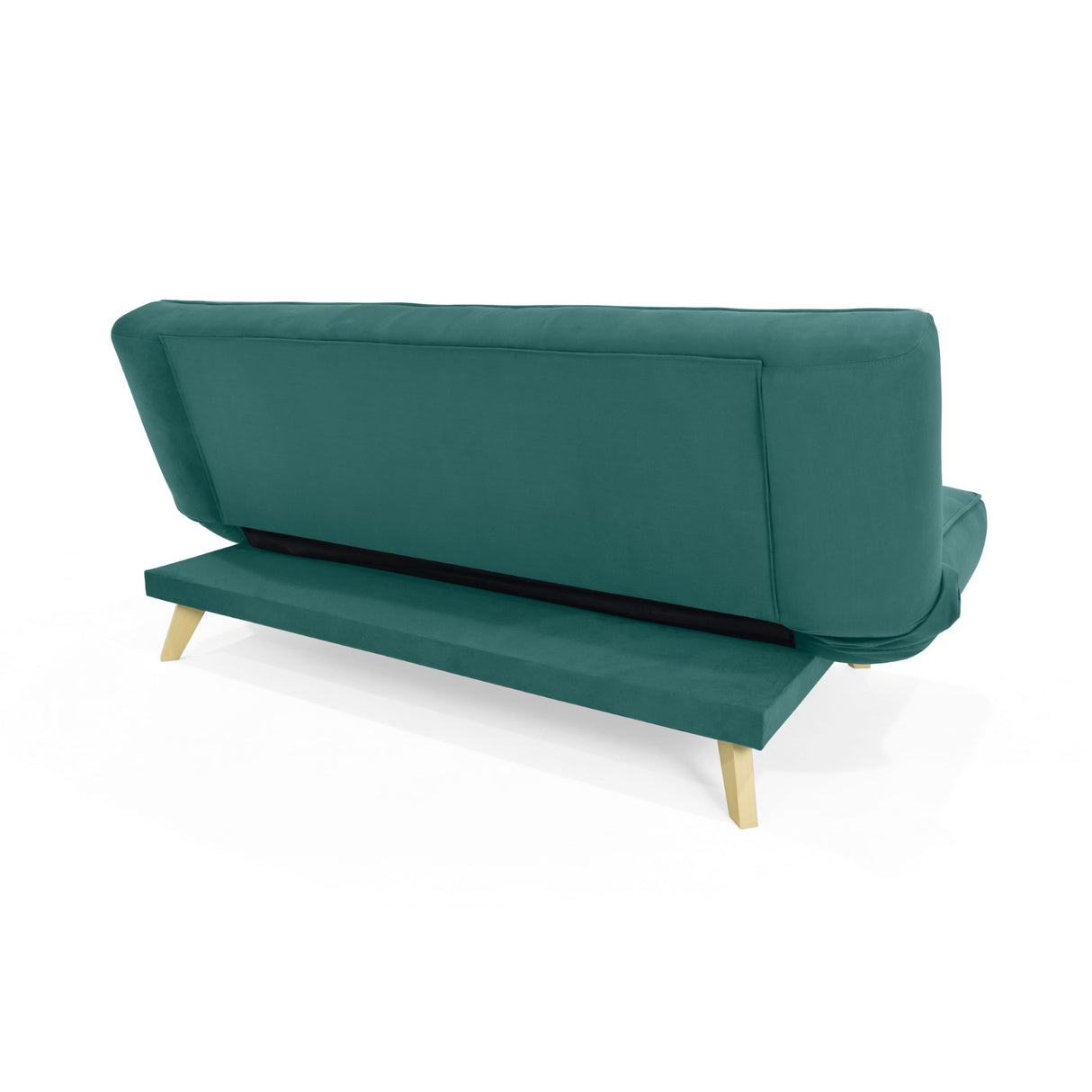 Sofá Cama Gales Petróleo Denver y Matiz Natural 180x84cm de Tres Puestos Reclinable sin Apoya Brazos