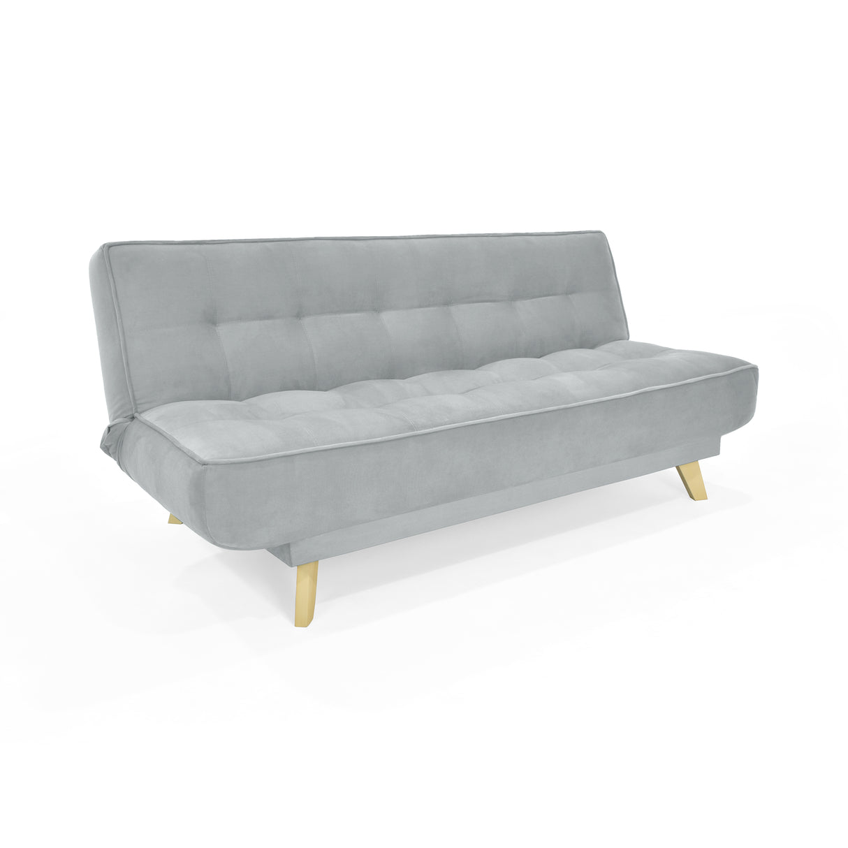 Sofá Cama Gales Plata Denver y Matiz Natural 180x84cm de Tres Puestos Reclinable sin Apoya Brazos