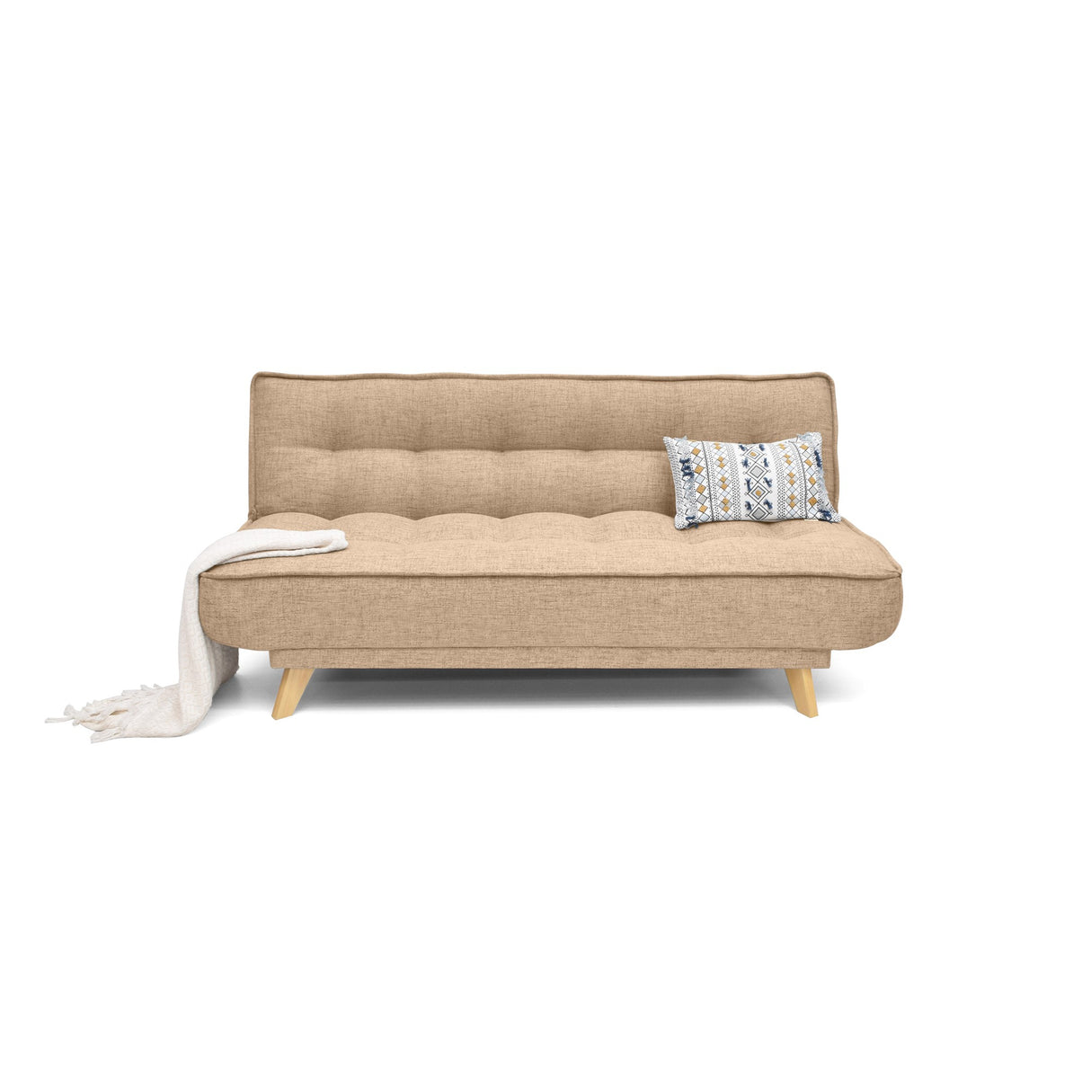 Sofá Cama Gales Beige Dicosta y Matiz Natural 180x84cm de Tres Puestos Reclinable sin Apoya Brazos