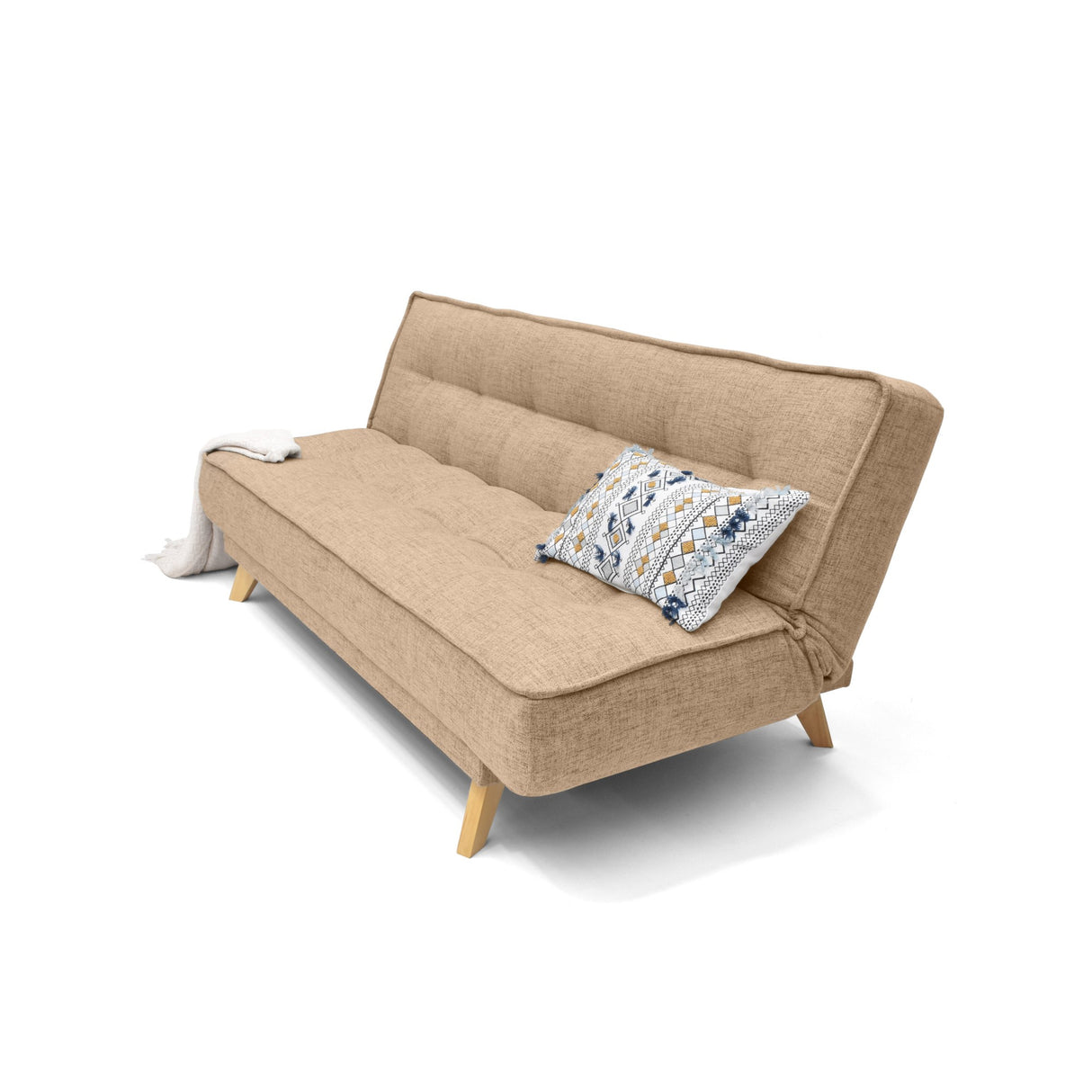 Sofá Cama Gales Beige Dicosta y Matiz Natural 180x84cm de Tres Puestos Reclinable sin Apoya Brazos