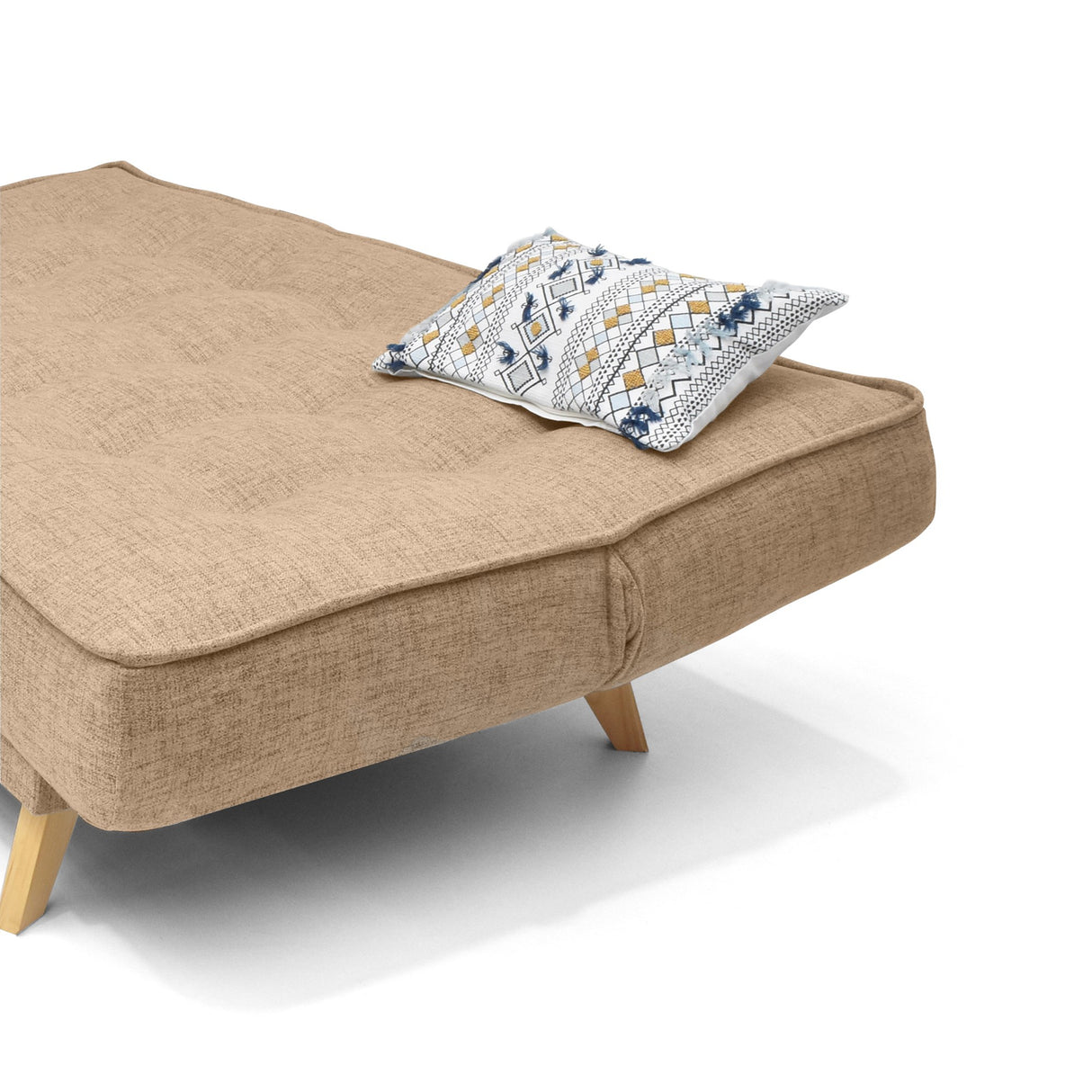 Sofá Cama Gales Beige Dicosta y Matiz Natural 180x84cm de Tres Puestos Reclinable sin Apoya Brazos