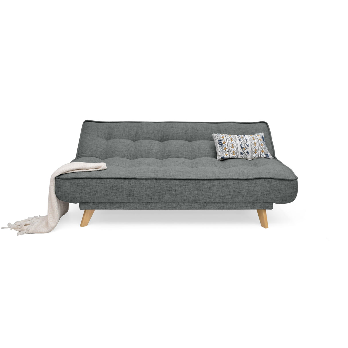 Sofá Cama Gales Gris Dicosta y Matiz Natural 180x84cm de Tres Puestos Reclinable sin Apoya Brazos