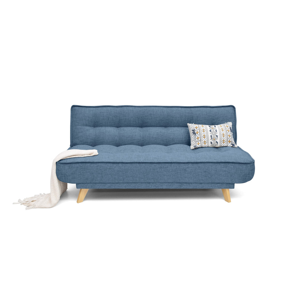 Sofá Cama Gales Índigo Dicosta y Matiz Natural 180x84cm de Tres Puestos Reclinable sin Apoya Brazos