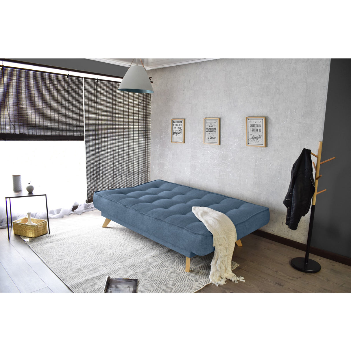 Sofá Cama Gales Índigo Dicosta y Matiz Natural 180x84cm de Tres Puestos Reclinable sin Apoya Brazos