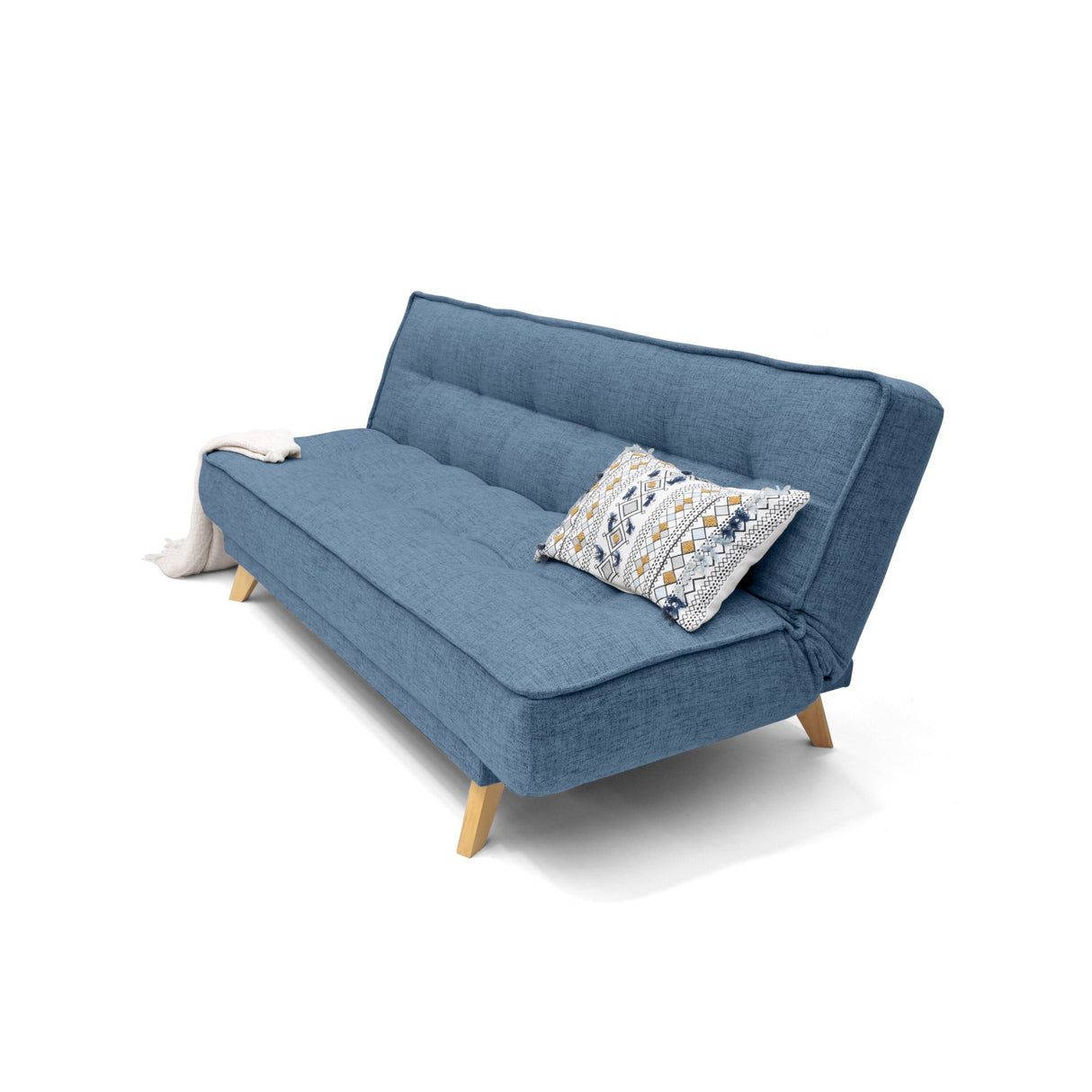 Sofá Cama Gales Índigo Dicosta y Matiz Natural 180x84cm de Tres Puestos Reclinable sin Apoya Brazos