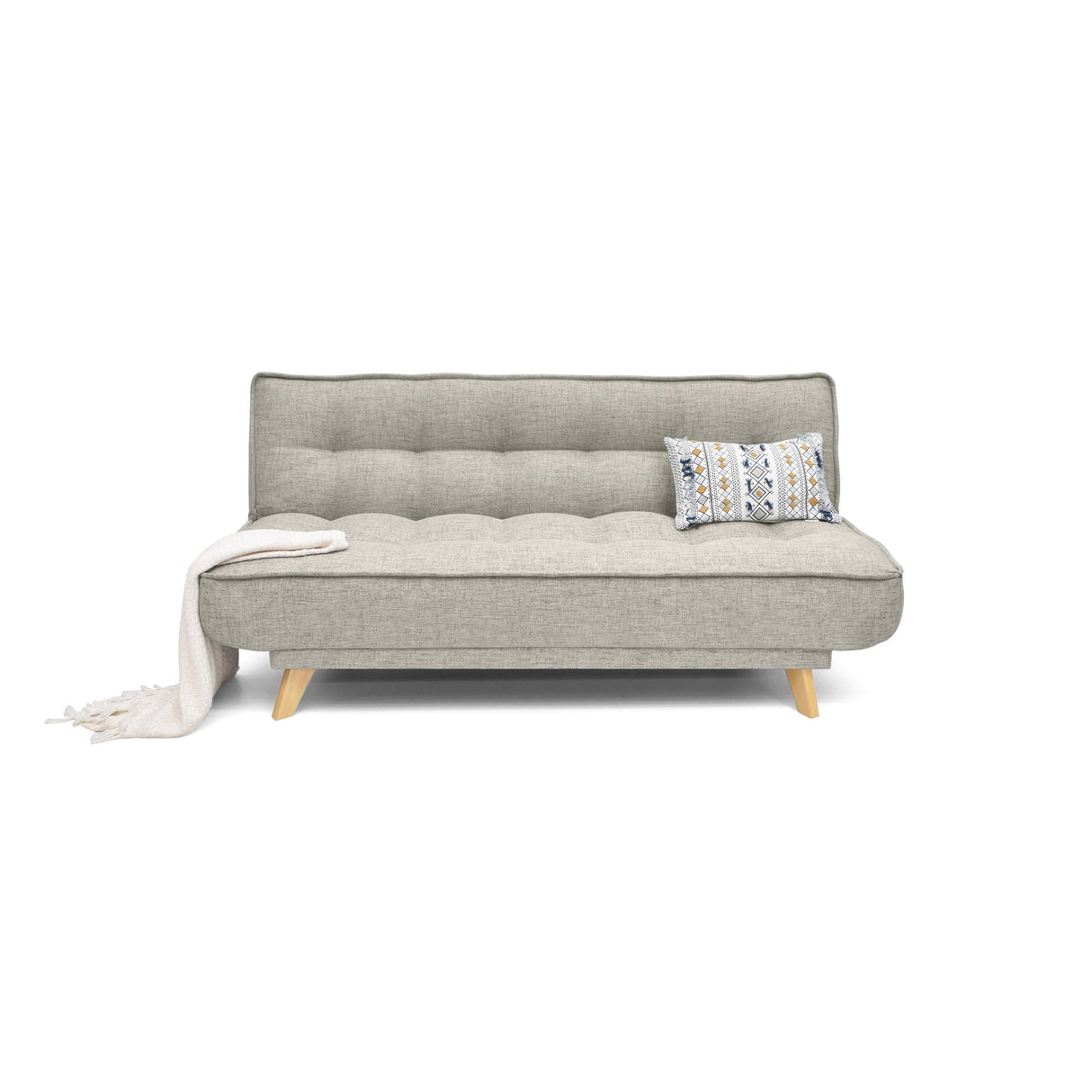 Sofá Cama Gales Taupe Dicosta y Matiz Natural 180x84cm de Tres Puestos Reclinable sin Apoya Brazos