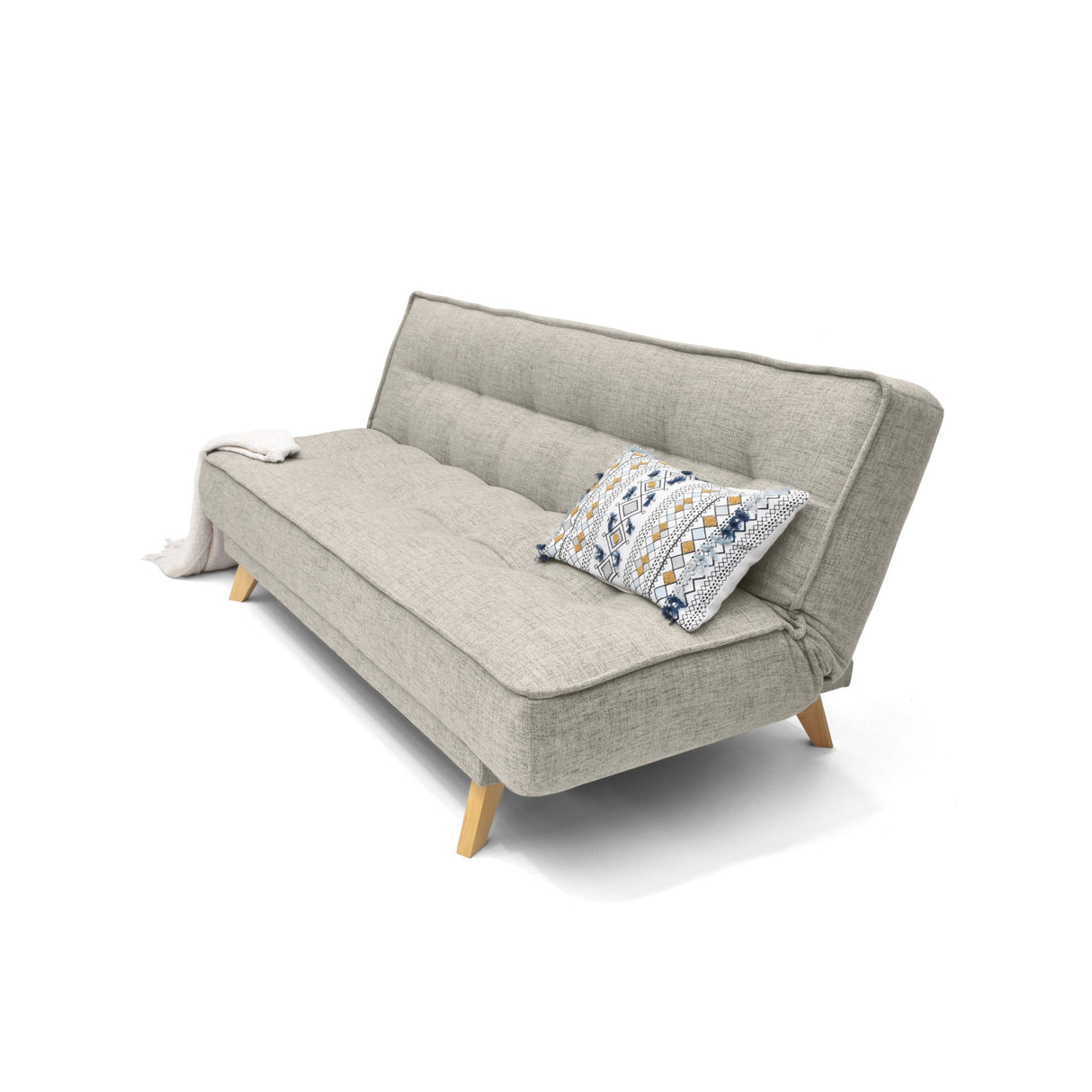 Sofá Cama Gales Taupe Dicosta y Matiz Natural 180x84cm de Tres Puestos Reclinable sin Apoya Brazos