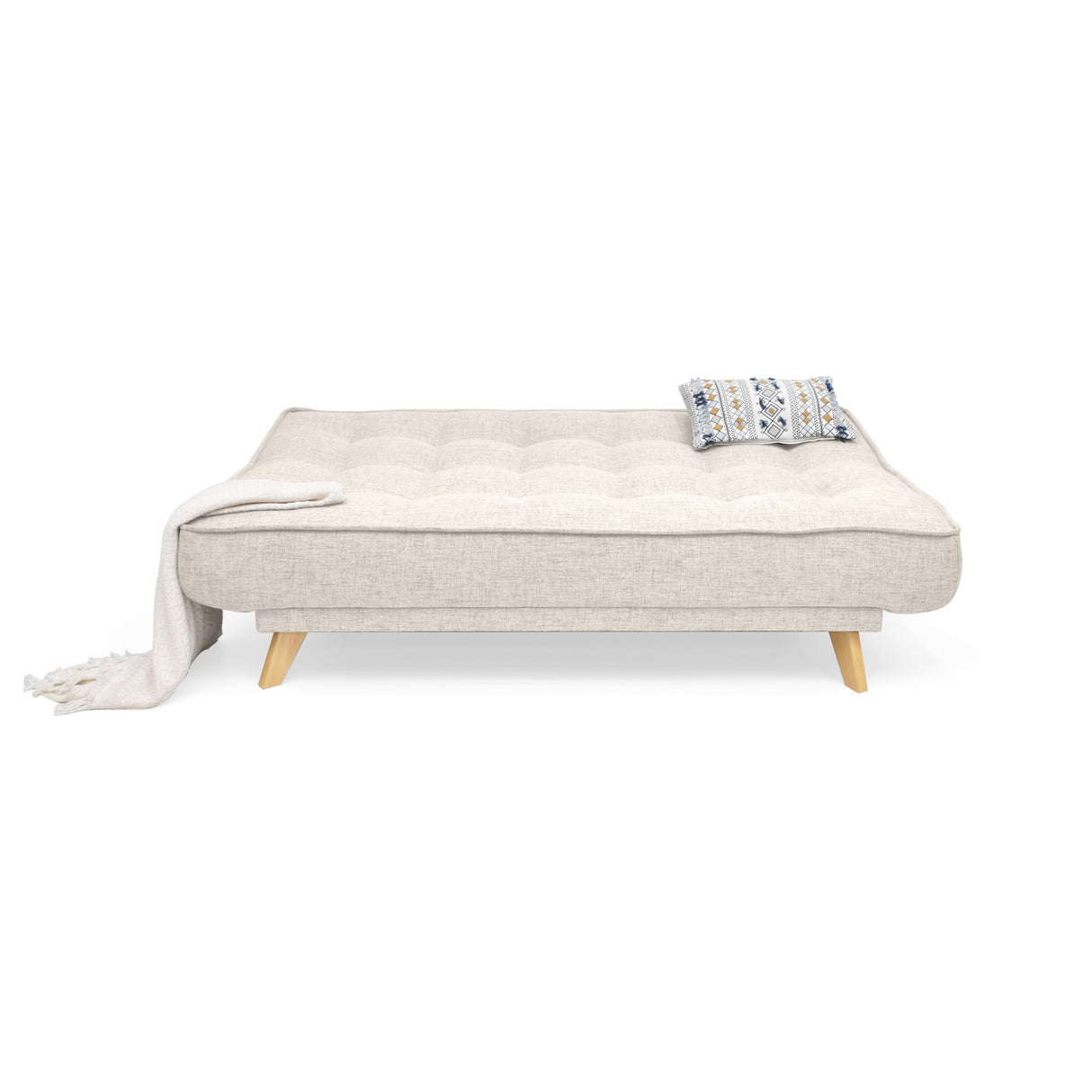 Sofá Cama Gales Trigo Dicosta y Matiz Natural 180x84cm de Tres Puestos Reclinable sin Apoya Brazos
