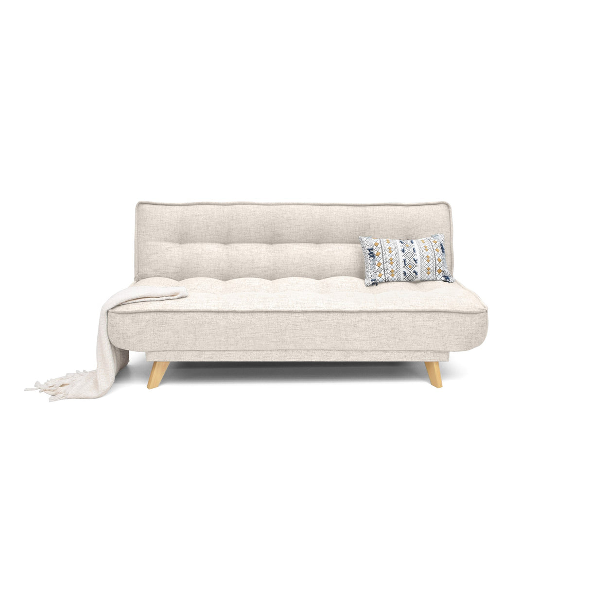 Sofá Cama Gales Trigo Dicosta y Matiz Natural 180x84cm de Tres Puestos Reclinable sin Apoya Brazos