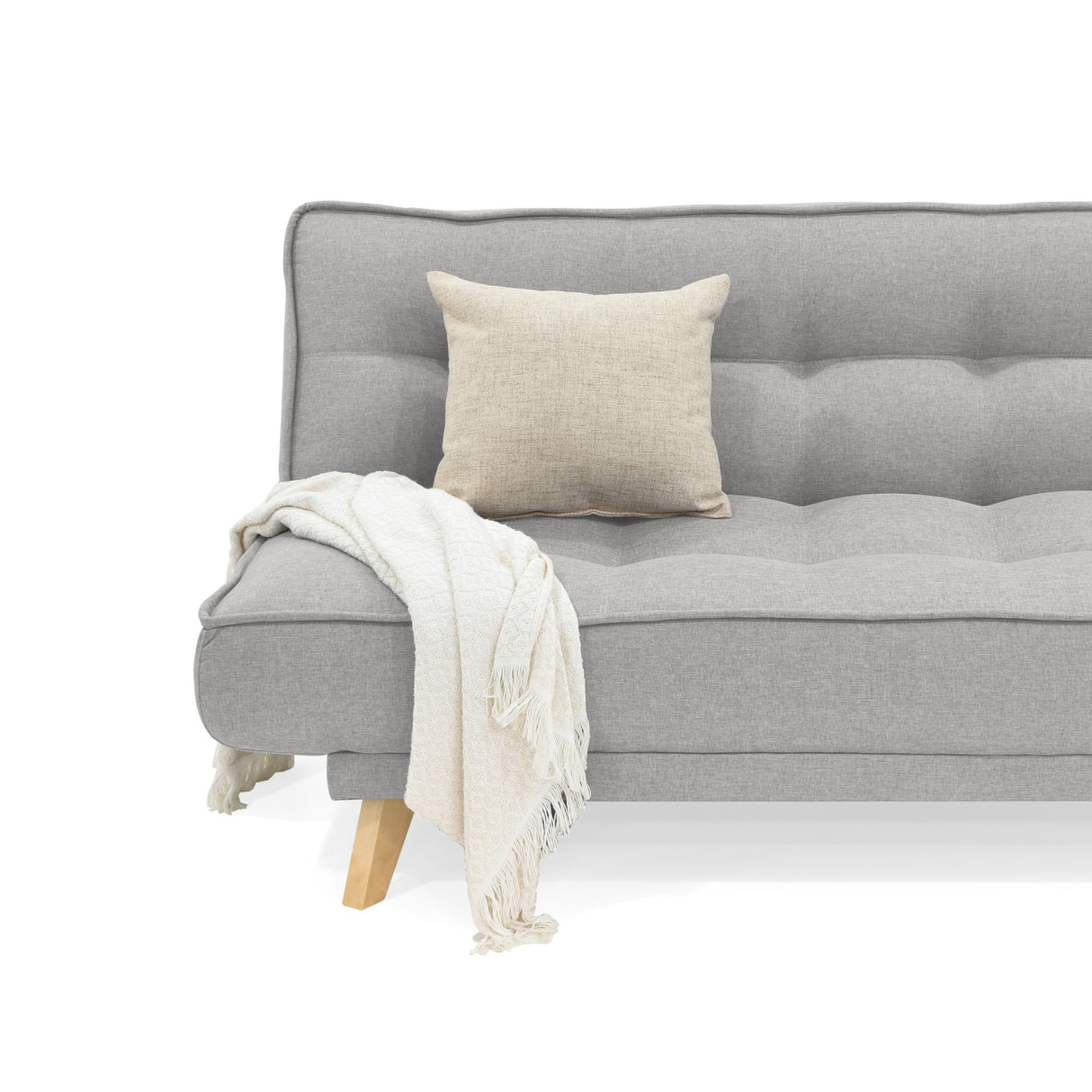 Sofá Cama Gales Plata Duster y Matiz Natural 180x84cm de Tres Puestos Reclinable sin Apoya Brazos
