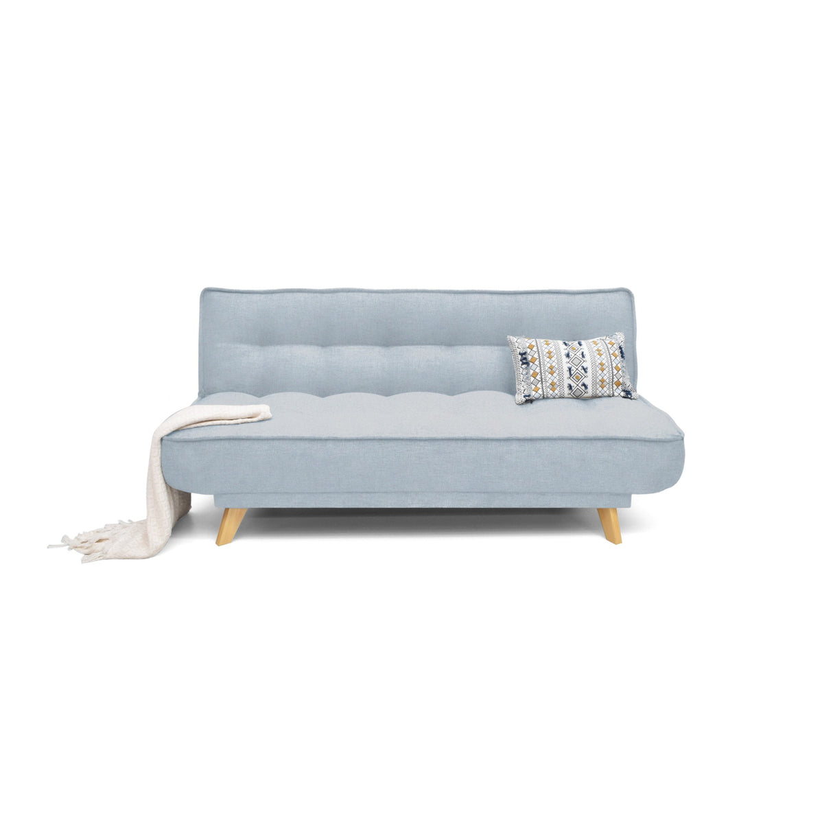 Sofá Cama Gales Plata Eureka y Matiz Natural 180x84cm de Tres Puestos Reclinable sin Apoya Brazos
