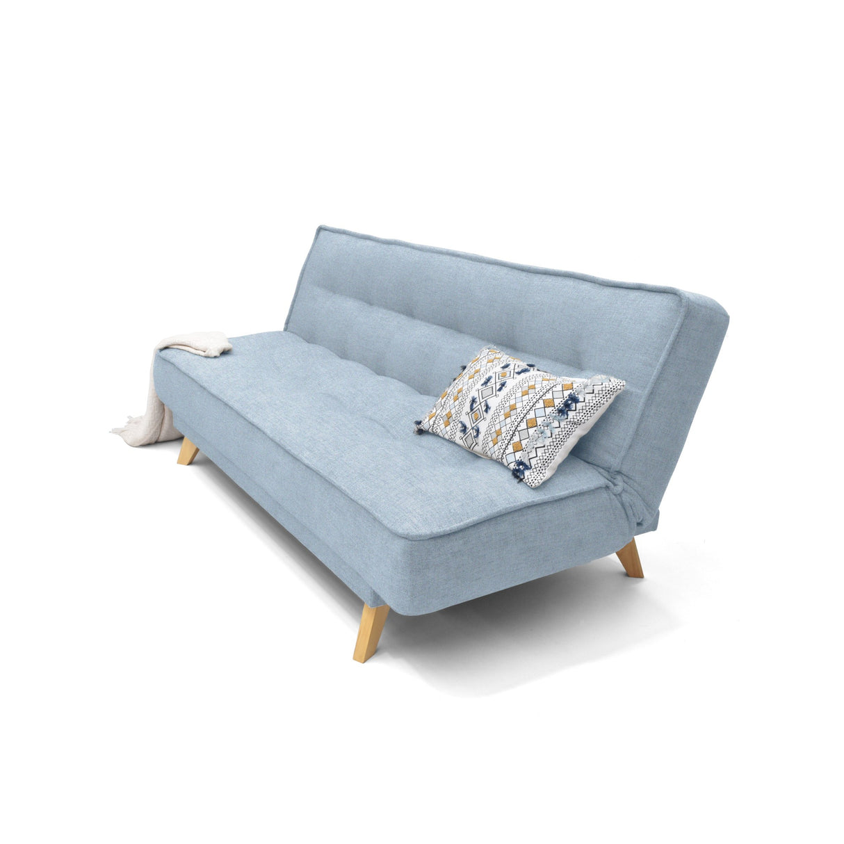 Sofá Cama Gales Plata Eureka y Matiz Natural 180x84cm de Tres Puestos Reclinable sin Apoya Brazos