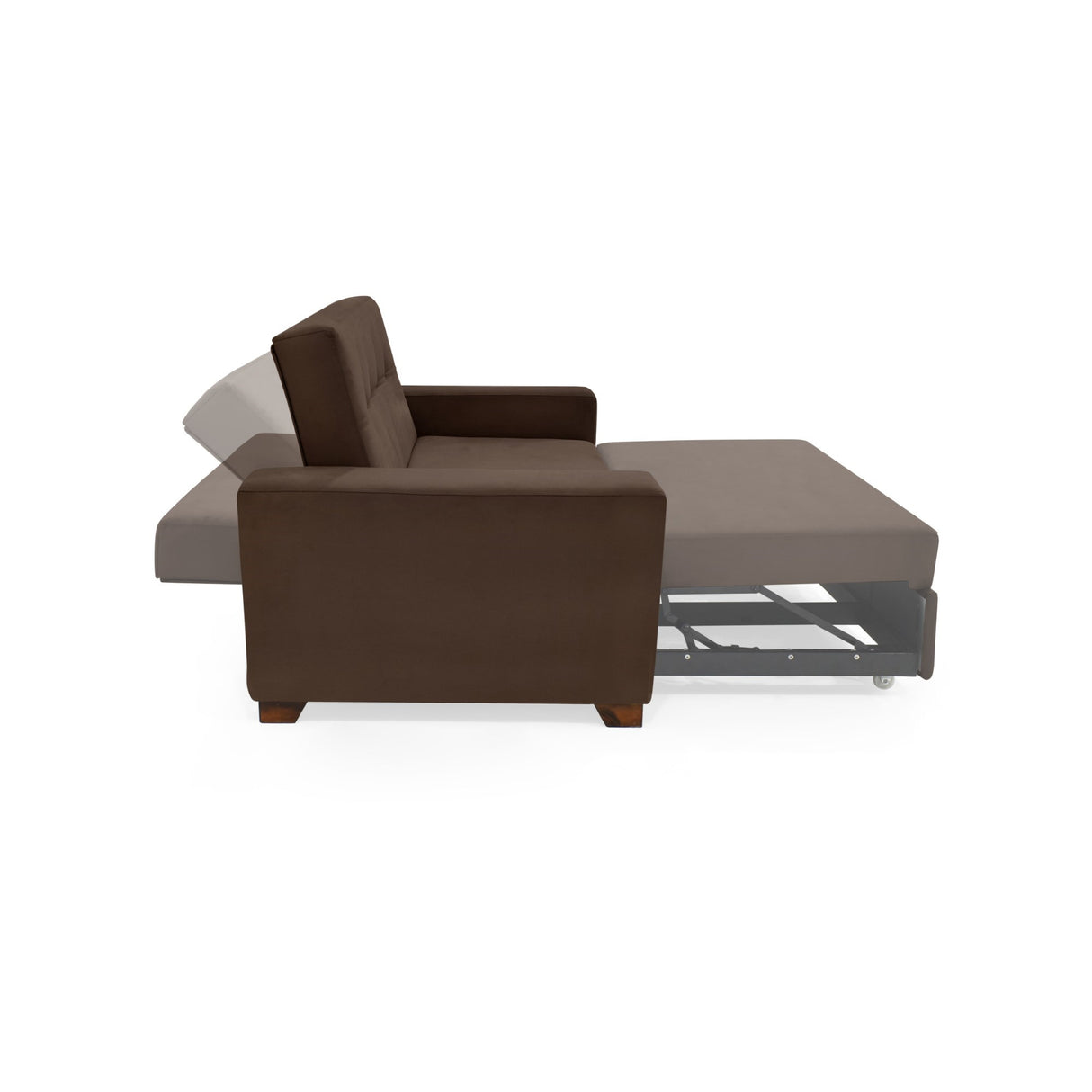 Sofá Cama Hamburgo Chocolate Denver y Matiz Wengue 160x86cm de Dos Puestos Reclinable sin Apoya Brazos