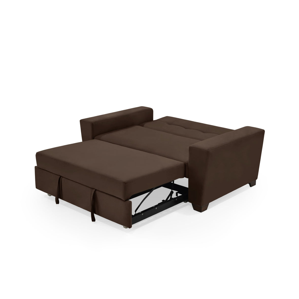 Sofá Cama Hamburgo Chocolate Denver y Matiz Wengue 160x86cm de Dos Puestos Reclinable sin Apoya Brazos