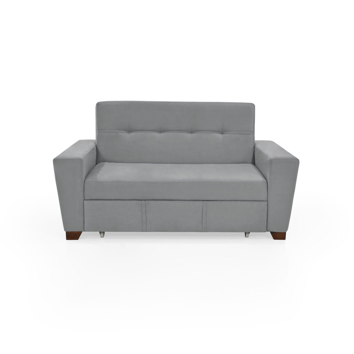 Sofá Cama Hamburgo Gris Denver y Matiz Wengue 160x86cm de Dos Puestos Reclinable sin Apoya Brazos