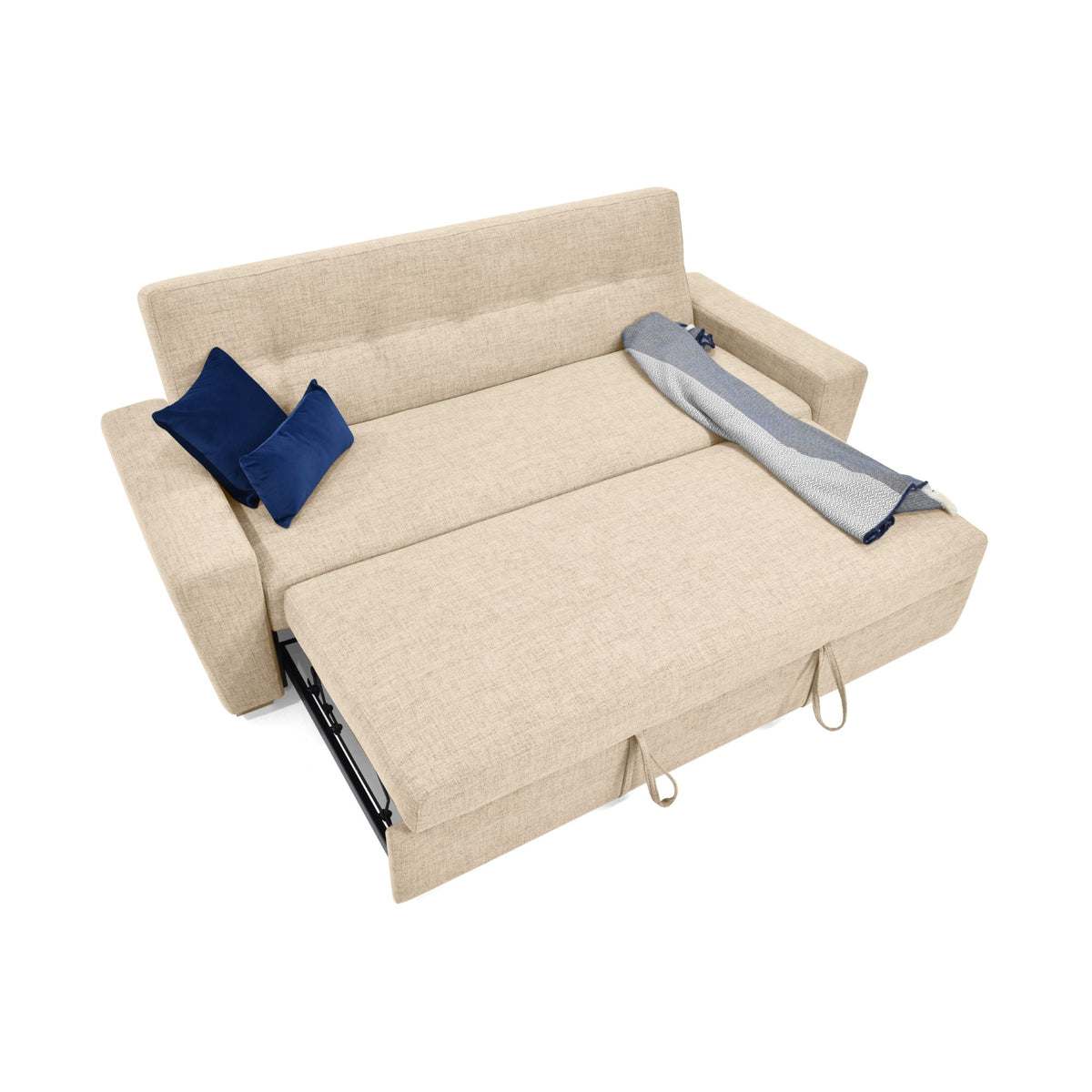 Sofá Cama Hamburgo Beige Dicosta y Matiz Natural 210x87cm de Tres Puestos Reclinable sin Apoya Brazos