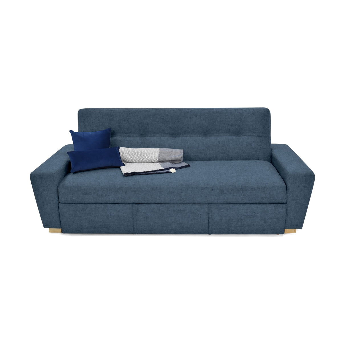 Sofá Cama Hamburgo Plomo Eureka y Matiz Natural 210x87cm de Tres Puestos Reclinable sin Apoya Brazos