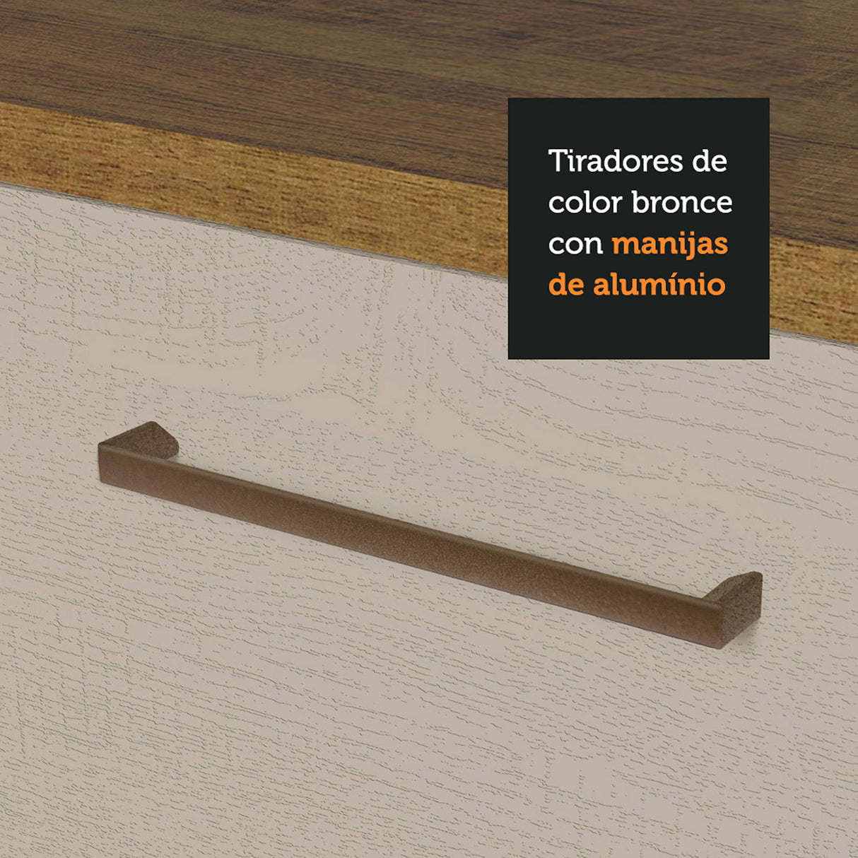 Cocina Integral Agata Marron y Crema 270x225cm para Mesón Lado Izquierdo sin Mesón y sin Estufa