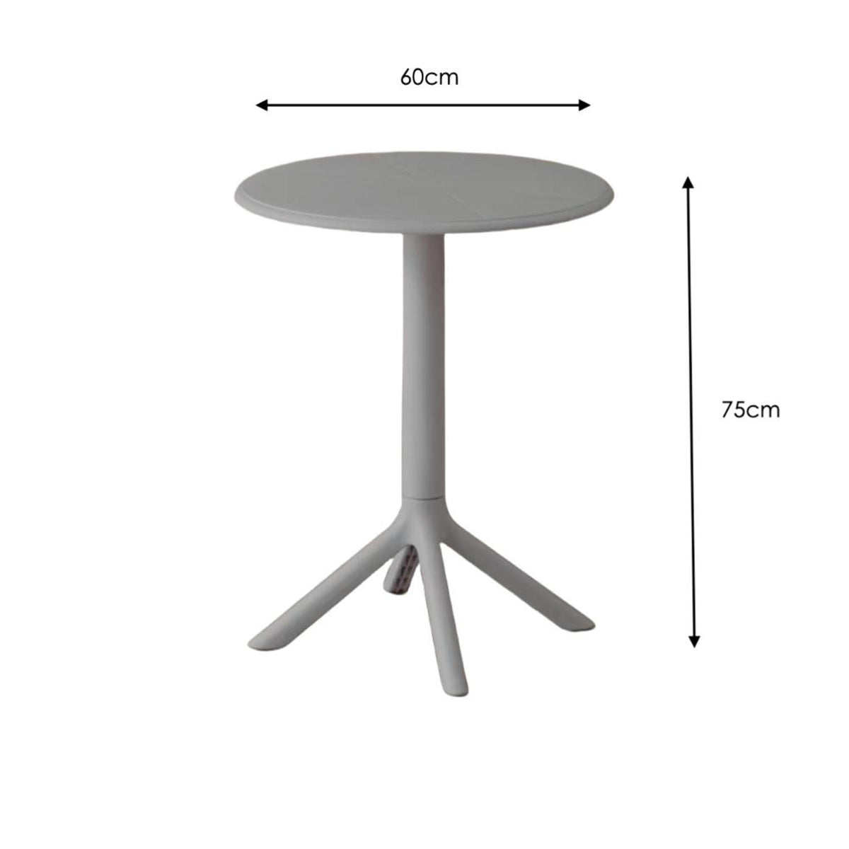 Mesa de Exterior Redonda Gris Oscuro 60x75cm de Dos Puestos sin Sillas Apto para Intemperie