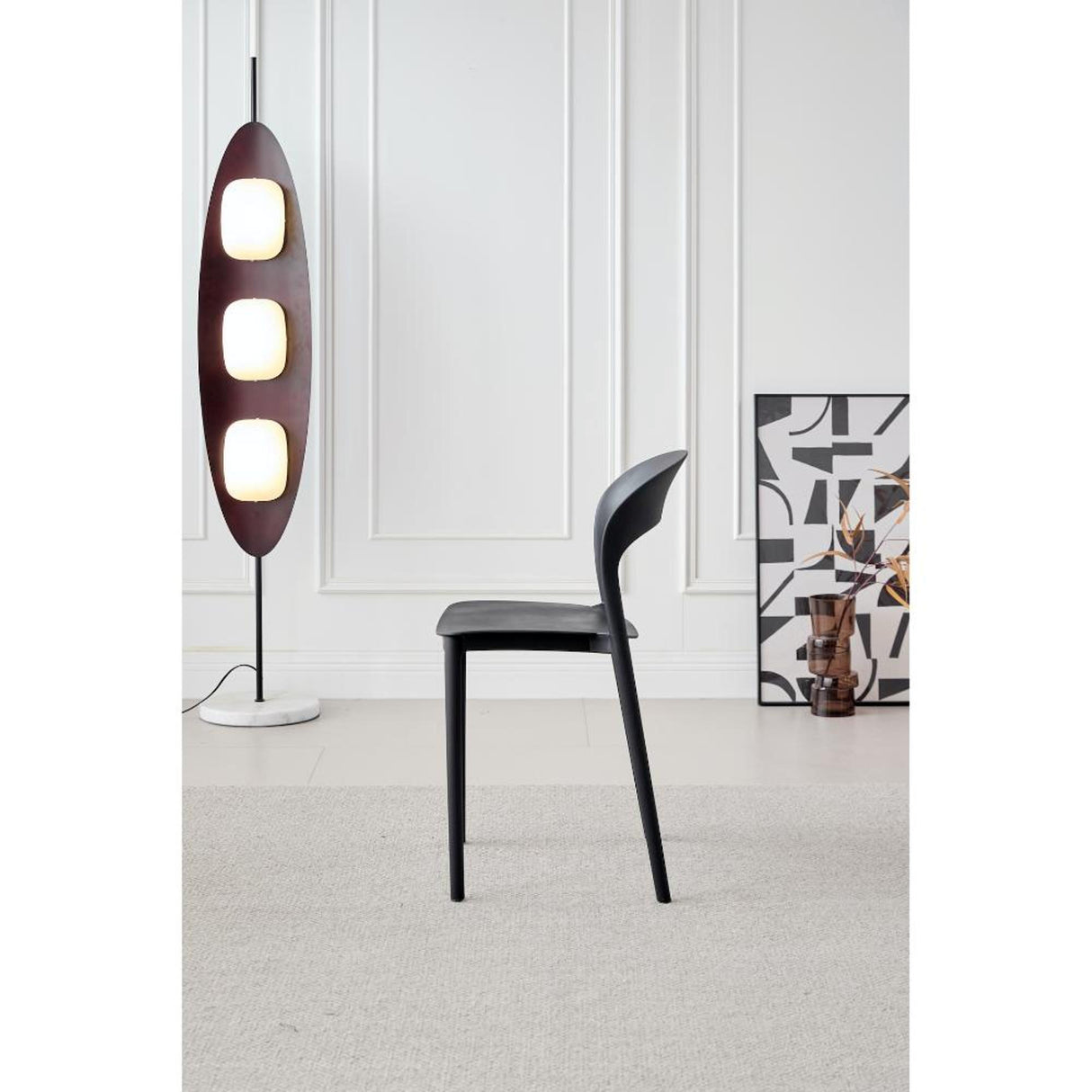 Silla para Exteriores Patrick Negro 44x77cm con Espaldar y sin Apoya Brazos