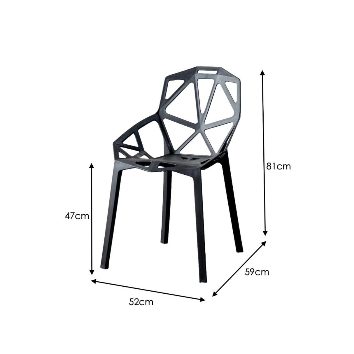 Silla para Exteriores Roxy Negro 52x81cm con Espaldar y con Apoya Brazos