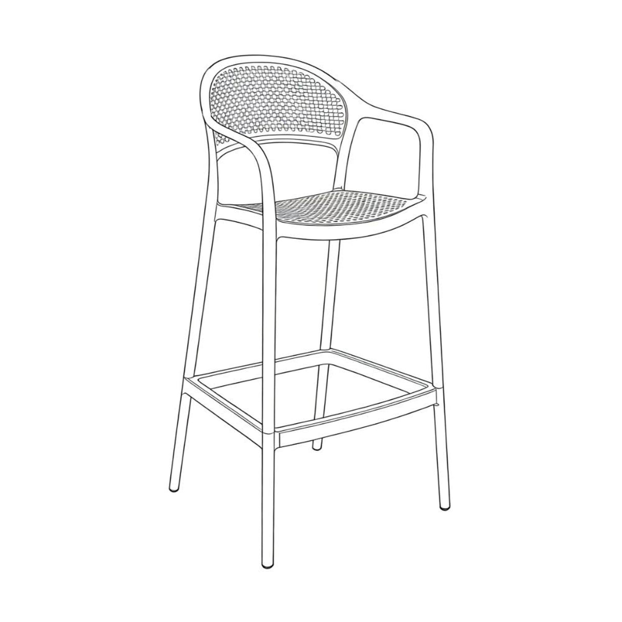 Silla Bar para Exteriores Curitiva Negro 56x109cm con Espaldar y con Apoya Brazos