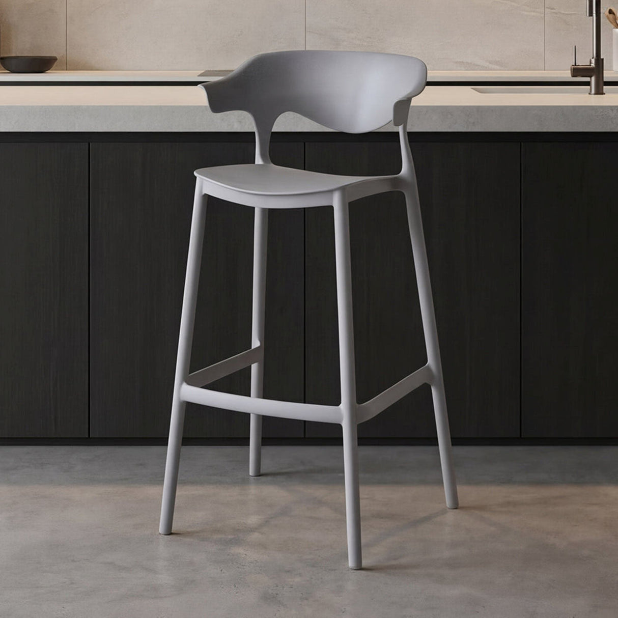 Silla Bar para Exteriores Elena Gris Oscuro 49x99cm con Espaldar y sin Apoya Brazos