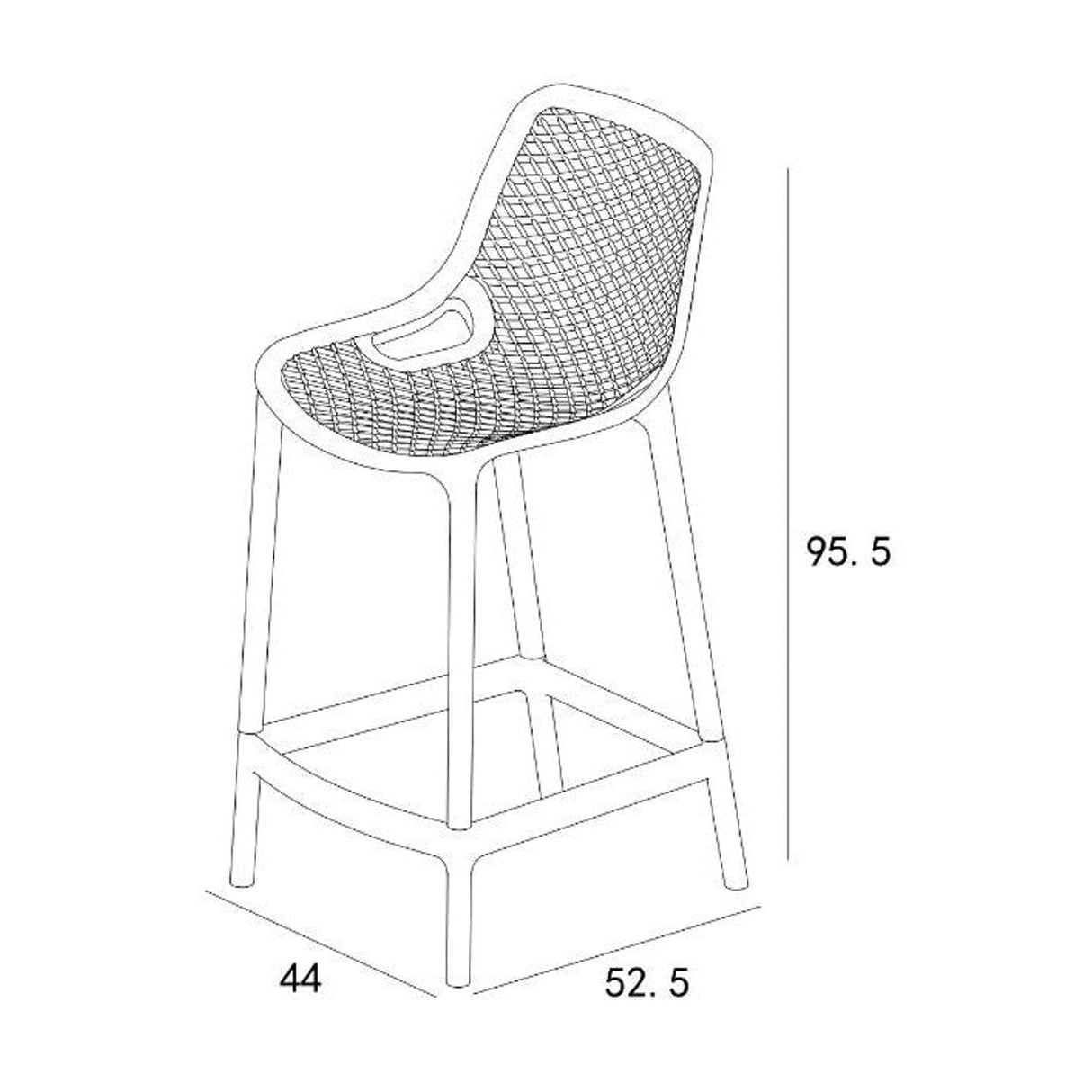 Silla Bar para Exteriores Miame Gris Oscuro 44x95.5cm con Espaldar y sin Apoya Brazos