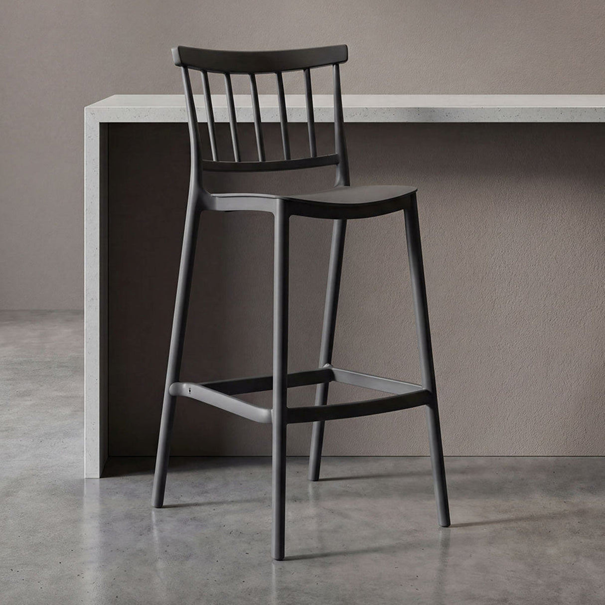 Silla Bar para Exteriores Oxford Negro 37x104cm con Espaldar y sin Apoya Brazos