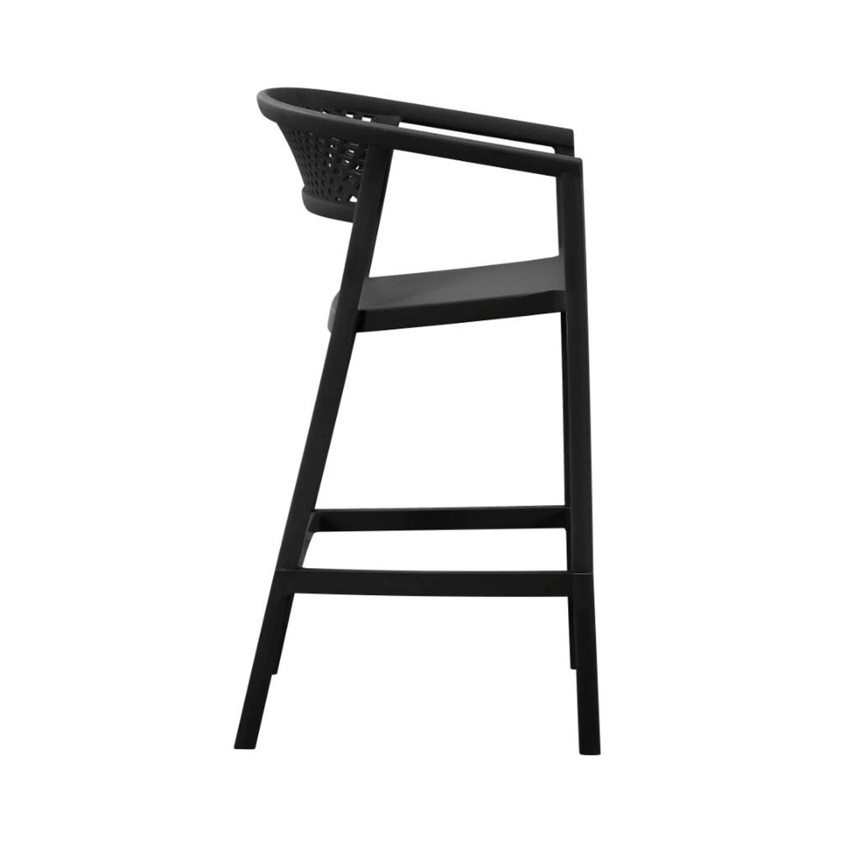 Silla Bar para Exteriores Salvador Negro 57x105cm con Espaldar y con Apoya Brazos