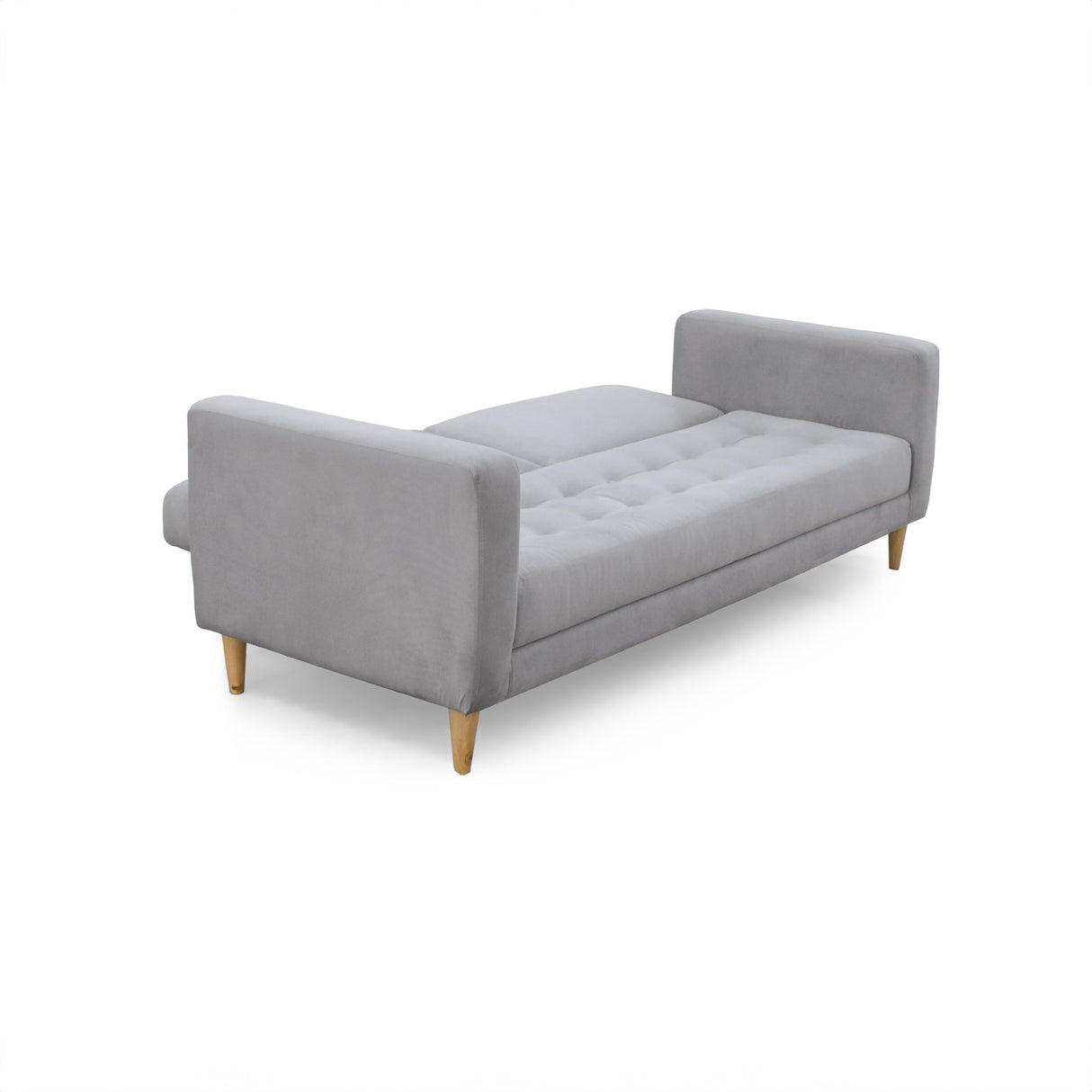 Sofá Cama Babilonia Plata Denver y Matiz Natural 205x86cm de Tres Puestos Reclinable sin Apoya Brazos