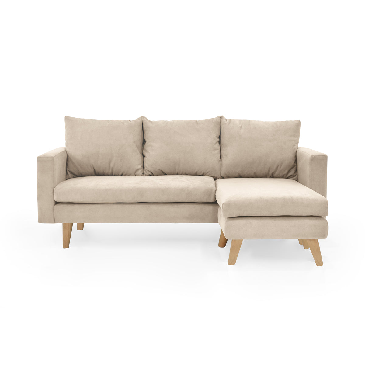 Sofá en L Barbados Beige Dorsey y Matiz Natural 190x85cm de Tres Puestos con Apoya Brazos