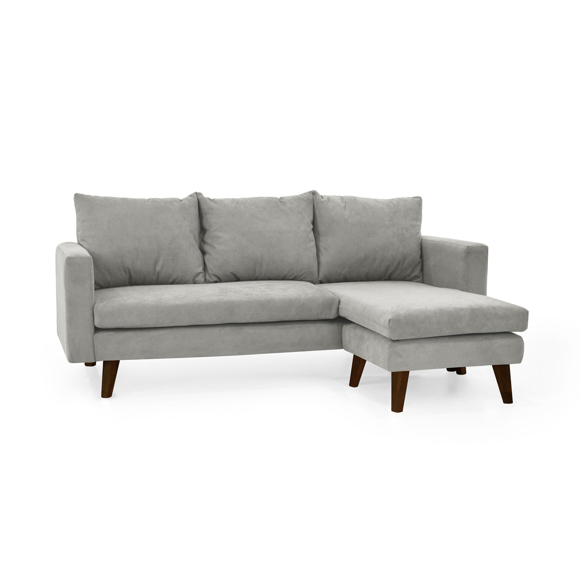 Sofá en L Barbados Plata Dorsey y Matiz Caramelo 190x85cm de Tres Puestos con Apoya Brazos